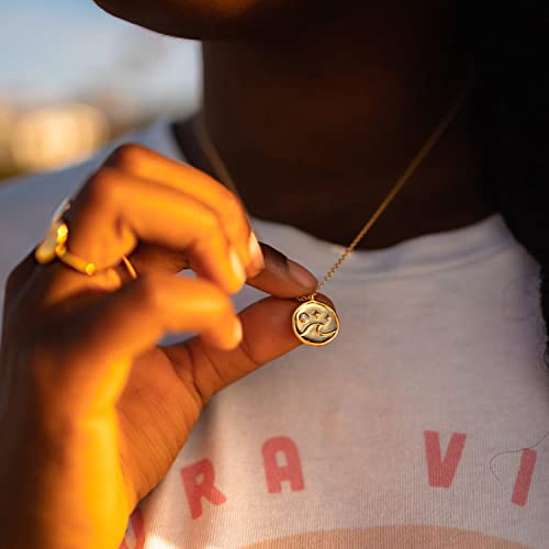 Pura Vida 18" Gold Plated Crystal Wave Coin Necklace - Handmade Statement Necklace With Czech Crystal - Gold Necklace For Women, Long Necklaces For Teen Girls, Boho Jewelry For Women - 3" Extender #TOP4