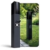 linovum BOSEA-S Pollerleuchte anthrazit mit Steckdose IP44 - Wegeleuchte außen Standleuchte für E27 Smoky für Garten & Eingangsbereich