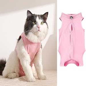 WDEC Cat Professional Recovery Suit for Abdominal Wounds or Skin Diseases, E-Collar Alternative for Cats and Dogs, After Surgery Wear, Prevent Shedding, Pajama Suit