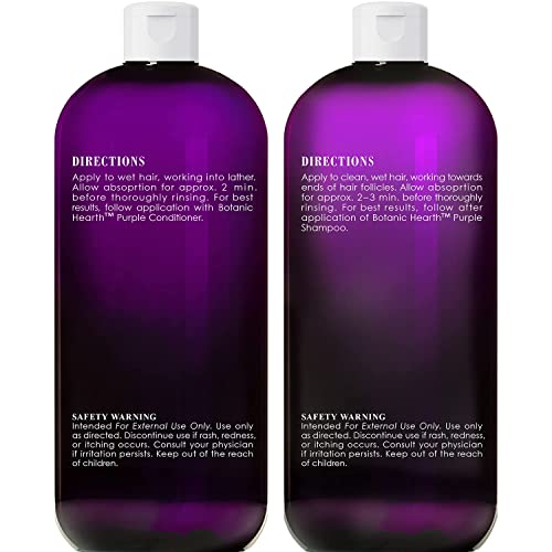 Botanic Hearth Purple Shampoo And Conditioner Set - For All Shades Of Blonde, Silver And Gray Hair - Enhances Highlights - Sulfate Free, Paraben Free, 16 Fl Oz Each #TOP2