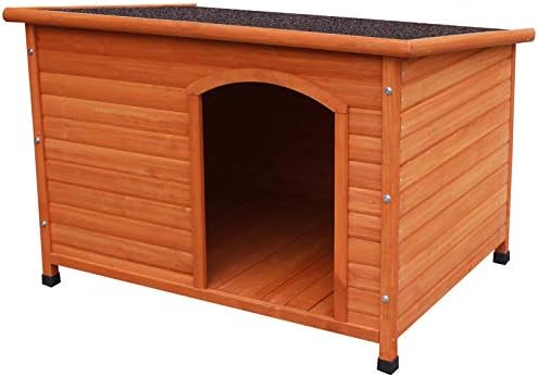 HiCaptain Waterproof Solid Cedar Pet House Deluxe Dog Kennel Universal Fits for Small Medium Large Animals (L:45 x 30.5 x 31.5 Inch, Brown)