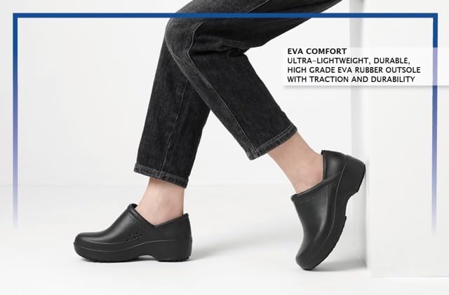 Shoes for Crews Cobalt, Clogs for Women, Slip Resistant, Water Resistant Slip On Work Shoes for Food Service Chefs Kitchen Nurses Garden, Black, Size 5 | Image 3