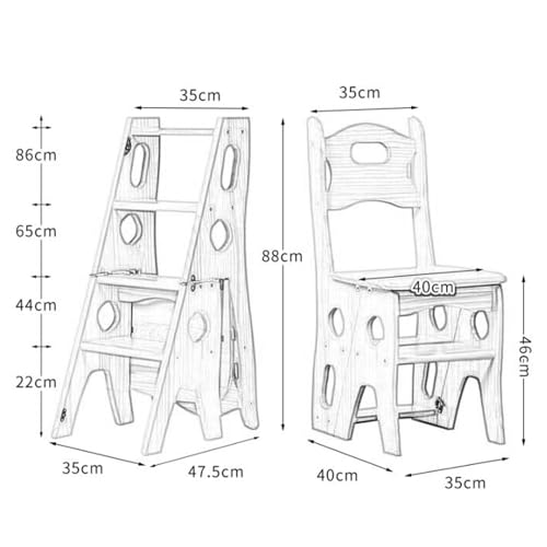 Tabouret échelle pliable multifonction bois 4 marches maison - 8