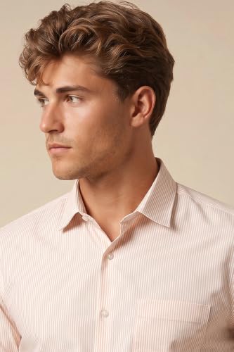 Image of Peter England Men's Slim Fit Full Sleeve Pin-Striped Formal Shirt | Cotton-Rich | Wonder Fabric | Pin Point Oxford