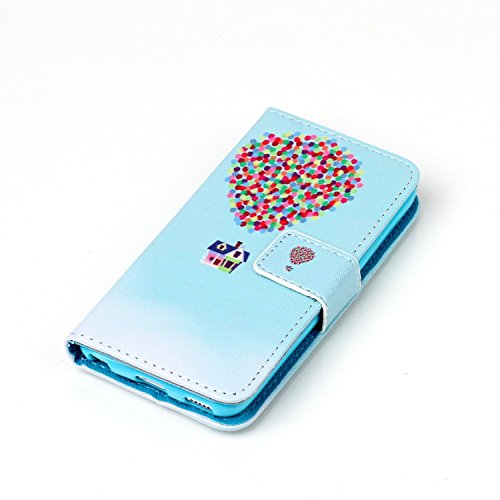 Dteck Ipod Touch 5 Case, Ipod Touch 6 Case, (Tm) Colorful Synthetic Leather Flip Stand Magnet Wallet Case [Cards/Money Holder] Protective Cover For Apple Ipod Touch 5Th 6Th Gen (1 Balloon In Sky) #TOP3