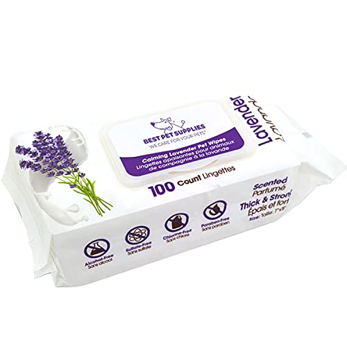 Best Pet Supplies Pet Grooming Wipes For Dogs & Cats, 100 Pack, Plant-Based Deodorizer for Coats & Dry, Itchy, or…