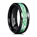King Will Men's 8mm Green Carbon Fiber Silver Celtic Dragon Tungsten Carbide Ring Comfort Fit Wedding Band (10.5)