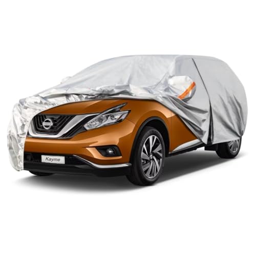 Kayme SUV Car Cover Waterproof All Weather for Nissan Murano 2003-2008 | UV‑shield protection, wind‑dust barrier, denser‑than‑190T lightweight breathable fabric, anti‑theft via included lock