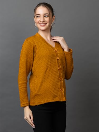 Image of Wear lusso Women Woolen V Neck Casual Wear Stylish Cardigan Sweaters for Winter with Side Pocket | Cozy and Warm Winter Sweater for Girls /Ladies