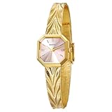 BERNY Vintage Gold Watches for Women, Octagonal Dainty Women's Wrist Watch, Ladies Analog Quartz Watches for Small Wrists, Waterproof All Stainless Steel Sunray Dial Luxury Birthday Present