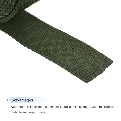 Image of MECCANIXITY Lightweight Polypropylene Webbing Strap 0.8 inch 10 Yard Backpack Strapping Band Army Green for Outdoor Luggage Cargo Straps