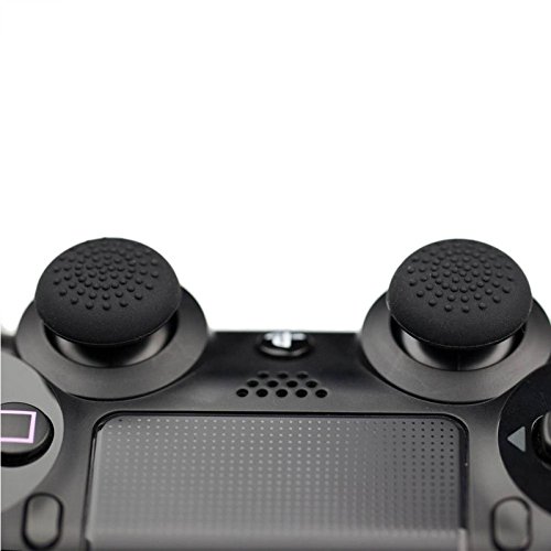 VizGiz 8PCS Enhanced Height Rubber Silicone Cap Thumbstick Thumb Stick Covers Case Skin Joystick Grip Grips For Sony PlayStation 4 PS PS4 Accessories Games Wireless Controller Pro (Black 4 Pair)