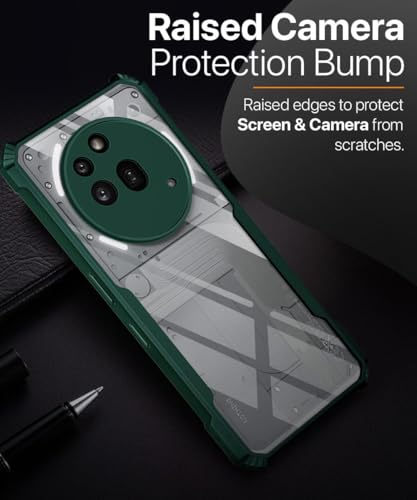 Image of WOW IMAGINE Shock Proof Clear Protective Back Case for Nothing Phone 3a Pro - AirEDGE Technology | 360 Degree Camera Protection | Transparent Hybrid Back Case Mobile Cover - Green
