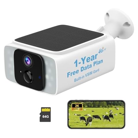 S26 4G LTE Cellular Security Camera with 1st Year Free Data, Solar Camera Outdoor Wireless with 64GB SD Card, 2K Color Night Vision, AI Human Detection, 2-Way Audio, No WiFi Needed, No Monthly Fees Cover