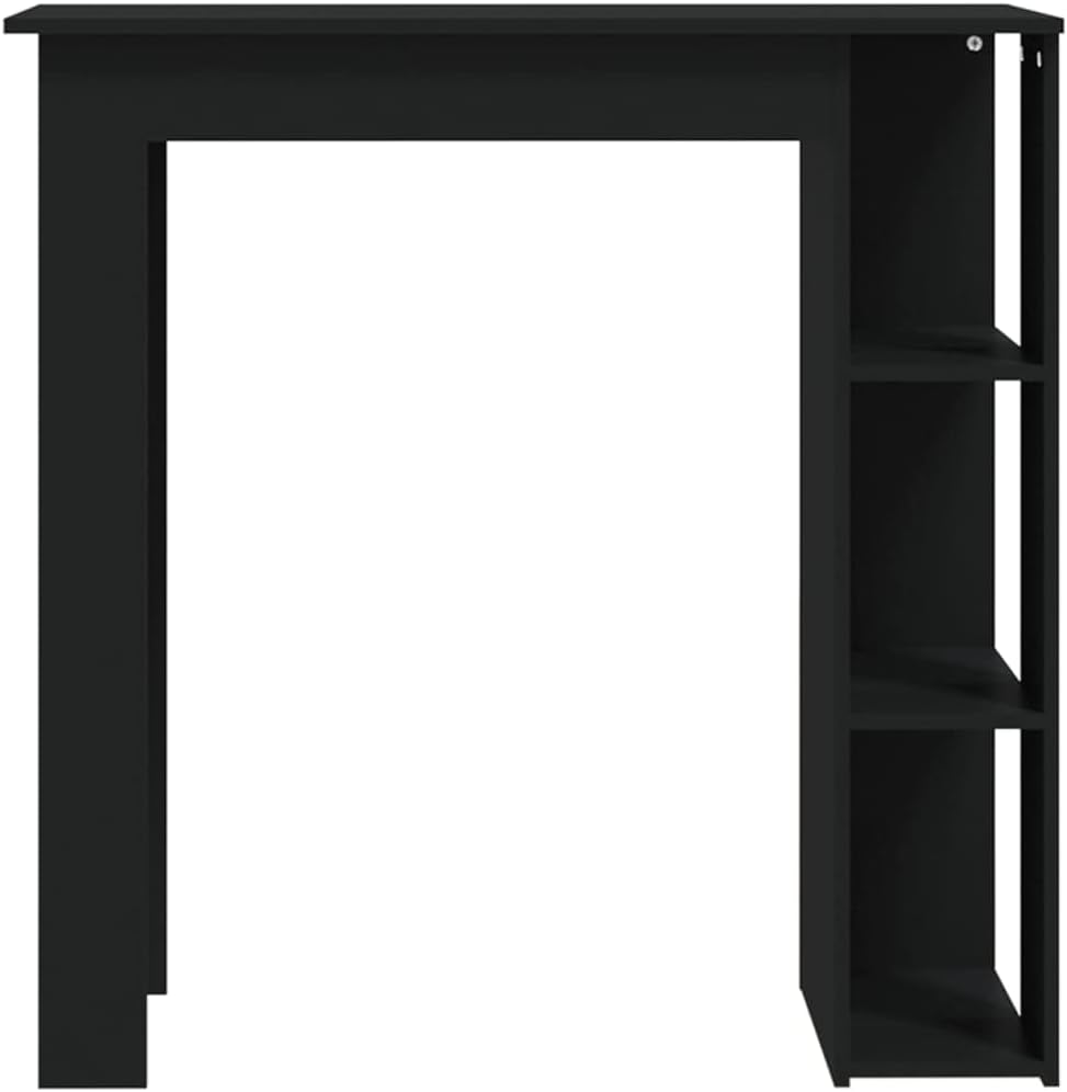 Modern Design Black Engineered Wood Bar Table with Built-in Shelves and Matte Finish for Dining Kitchen Living Room, 40.7 Inches Tall, Seats 4 People, Durable and Easy