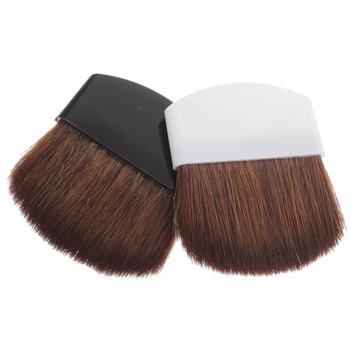 DECORNIJIA 2 piezas Brochas Maquillaje Profesional Pzs Portátil Cepillo Fundación y Polvo Suave y Mango Ergonómico Blanco y Negro para Rostro
