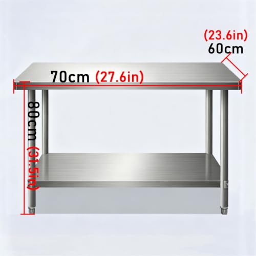 Mesa de Acero Inoxidable con fijación triangular y bordes replegados estante 3