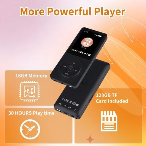 Miniatura 4 de Reproductor MP3 de 128 GB con Bluetooth, reproductor de música portátil para niños, con altavoz HD integrado, grabadora de voz, sonido de alta