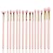Eye Makeup Brushes Set, Logiverl 15 Pieces Eyeshadow Makeup Brush Set Included Eyeshadow Eyebrow Mini Fan Brush with Wooden Handle(Pink)