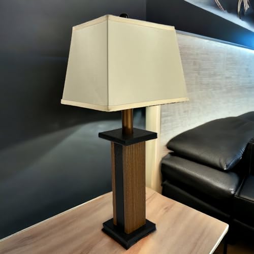 Green Mountain Live Edge Inc 2 Pack 26 Inch Tall Modern Rustic Farmhouse Battery Powered Table Lamp Textured Woodgrain Poly Lumber Cordless Indoor/Outdoor 3 Stage Dimmer + Auto-Off Timer thumb #1