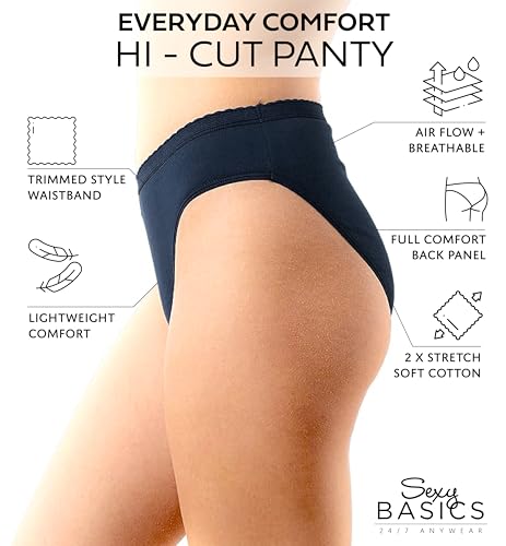 Sexy Basics Womens 12 Pack & 18 Pack Hi-Cut Panty Bikini Briefs | 100% Cotton Underwear3