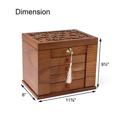 Changsuo Wooden Jewelry Box For Women, Solid Wood Organizer With Combo Lock For Jewelries thumb #3