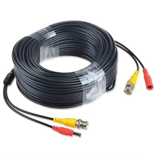 MDCGPower 150ft Black Video and Power BNC Cable Compatible with CCTV Cameras Compatible with Amcrest Cameras