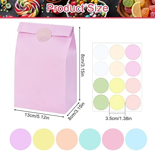 AFASOES 30 Pcs Paper Party Bags, 24 * 13 * 8cm Candy Paper Bags Multi-Color Kraft Paper Gift Bags Small Sweet and Gift Bags Party Favor Bags with Stickers for Kids Party Birthday Christmas Weddings