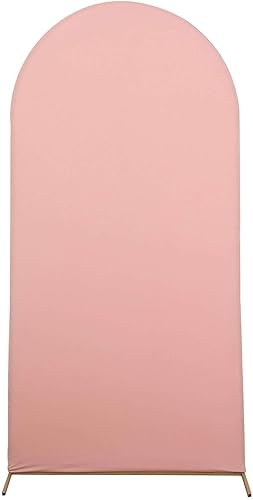 Vista 25 de Efavormart - Marco de fondo redondo de elastano de 6 pies, color rosa polvoriento, cubierta de arco de boda de 2 lados Rosa empolvada