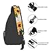 LAKUERVI Sunflower Chest Sling Bag Romantic Sunflowers on Old Fashioned Letters Flowers Crossbody Shoulder Backpack Adjustable Lightweight Travel Hiking Casual Daypack for Men Women