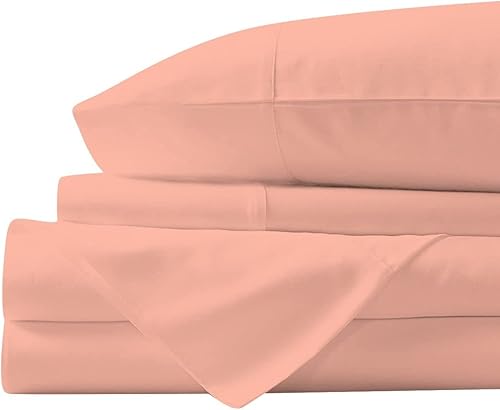 Miniatura 4 de Juego de sábanas de 4 piezas de 800 hilos, 100% algodón natural puro, color naranja, se adapta a colchones de hasta 32 pulgadas de profundidad,