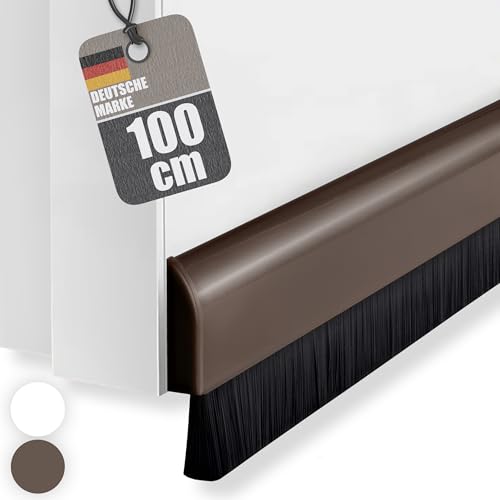 Türleiste mit Bürste selbstklebend 100 cm, braun - Türbodendichtung, Zugluftstopper