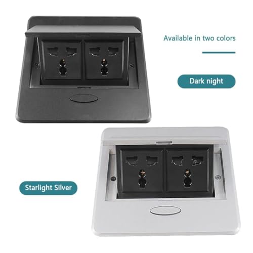 Image of COOLCOLD Pop-Up Table Socket with Dual Universal Power Outlets, Hidden Desk Power Strip, Flush Mount Desktop Power Hub for Office Table, Conference Room - Space Saving Design (Black /Silver)