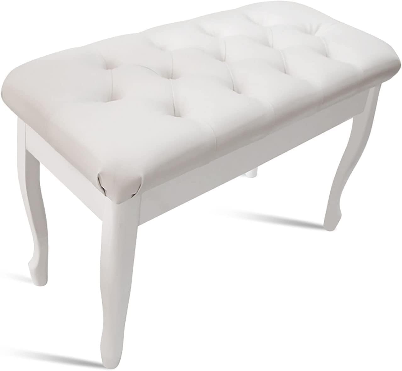 Sgabello per Pianoforte, Panca, Tavolo da toeletta, sgabelli per Tastiera, Vera Pelle Bianca con Contenitore, 76 x 35 49 cm (Null Bianco)