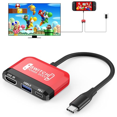 GKEAPZA Switch Dock for Nintendo Switch 2/Switch/OLED, 3-in-1 Portable TV Dock with 4K@60Hz HDMI USB 3.0 Port USB C PD 100W Charging,Mini Travel Dock Replacement for Switch Docking Station