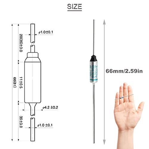 10 pcs sf169e sefuse 10a 250v metal thermal cutoffs thermal fuse 172 degree with gt-1 crimp terminal silicone fiberglass sleeving for household electrical appliances
