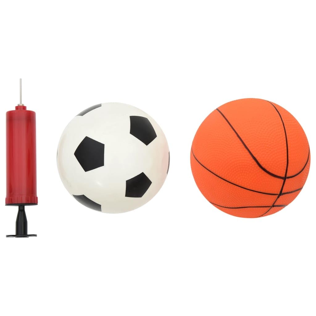Juego de fútbol y baloncesto para niños con pelotas, juguete deportivo de movimiento para exteriores, juego de pelota activa, portería con red y anillo, 98 x 50 x 70 cm, para jardín