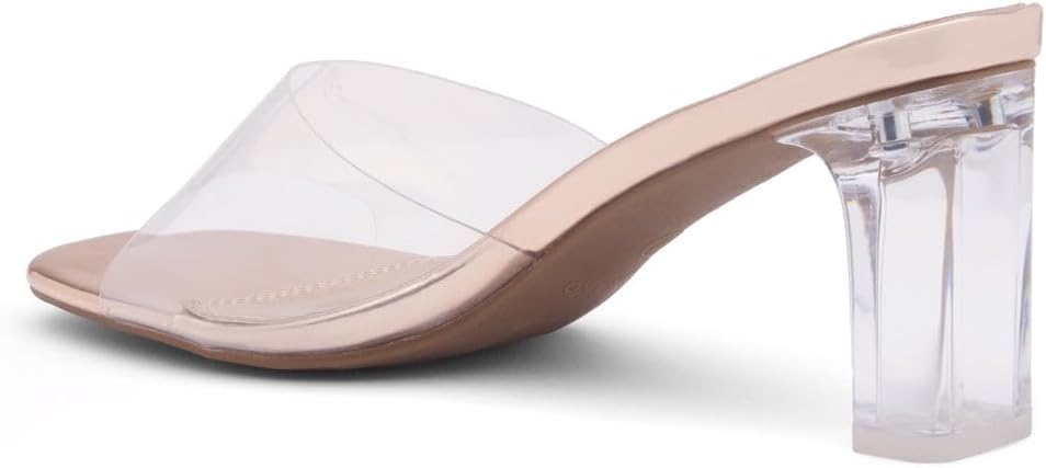 Shoe Land Clear Heels for Women – 3 Inch Chunky Heeled Mules, Transparent Slip-On Square Toe Slides | Dressy Clear Sandals for Wedding, Party & Casual Wear - Image 3