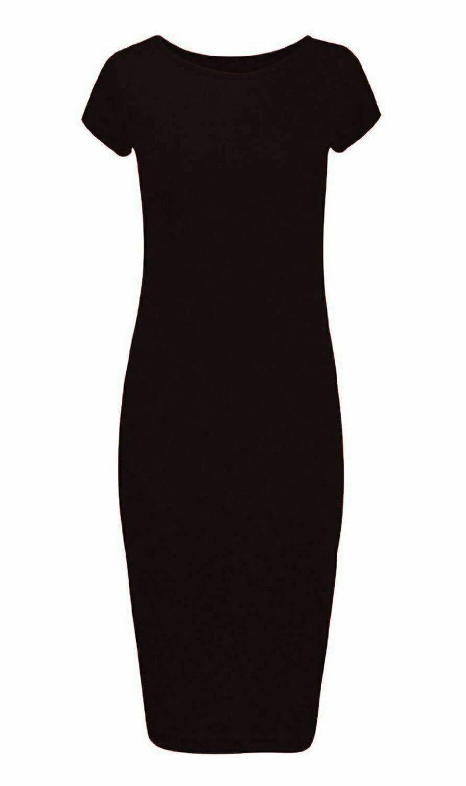 Gostyles Women's Black Gostyles® Cap Sleeve Midi Dress, Scoop Neck Stretch Bodycon Pencil Dresses (, 20-22)