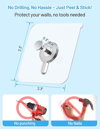 Image of Self Adhesive Hooks for Hanging | Heavy Duty Adhesive Wall Hooks for Wall Heavy Items | Sticker Screw Wall Hook Without Drilling, Nail Free Wall Hooks for Clothes Towels (Frame Hook, 10-pcs)