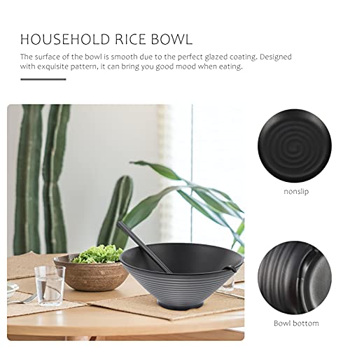 Cabilock 1Set Taça Ramen Japonês Colher Pauzinhos Kit Melamina Macarrão Saladeira Bowl Utensílios de