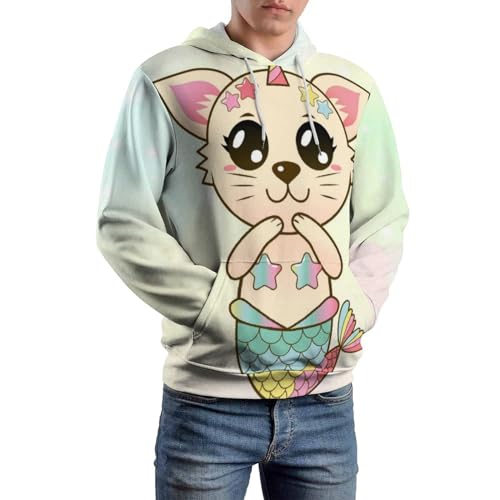 Sweatshirt à capuche chat sirène unisexe pull décontracté - 6