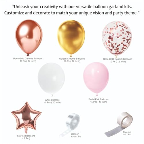 Image of Rubber Balloon Garland for Party Decoration Perfect for Kids, Adults, Birthday, Wedding, Anniversary, Celebration Decoration Kit - Rose Gold (64 Pieces)