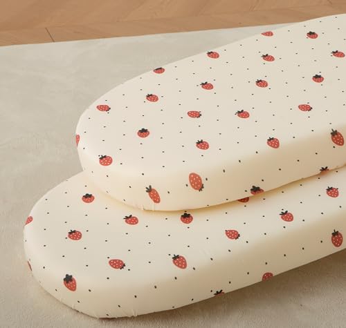 Image of SDY Jersey Strawberry Bassinet Sheets for Baby Girls,32 inchx 16 inchx 4 inch, 2 Pack,Pink Cute Kawaii Standard Oval /Retangle Fitted Bassinet Sheets for Toddler,Super Soft Breathable