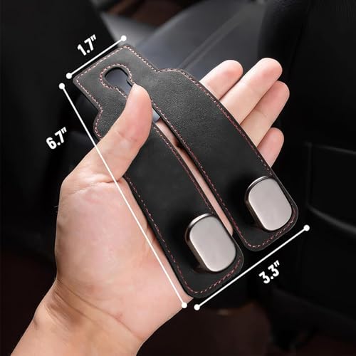 Image of 1 Pack Black Leather Car Headrest Hooks Purse Bag Storage Holders for Car Seats