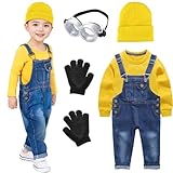 [Formemory] コスプレ キャラクター コスチューム ハロウィン 子供 キッズ ハロウィン パーティー イベント 仮装 かわいい 男女兼用 衣装 子供服 普段 通学 舞台 演出 長袖+オーバーオールス+ニット帽+手袋+ゴーグル 5点セット (120CM)