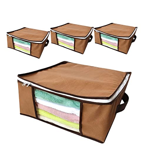 4 Organizador multiuso para guarda roupa (BEGE) Premium 45x45x20cm Ziper duplo reforçado-Organizalux