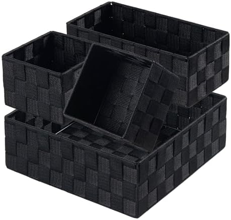 Posprica Small Black Baskets Cube Bin Container Tote,Woven Storag...