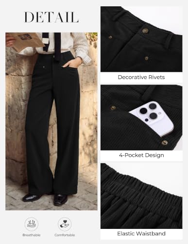 GRACE KARIN Corduroy Pants Women Casual Wide Leg Baggy Trousers Fall Winter — view 3