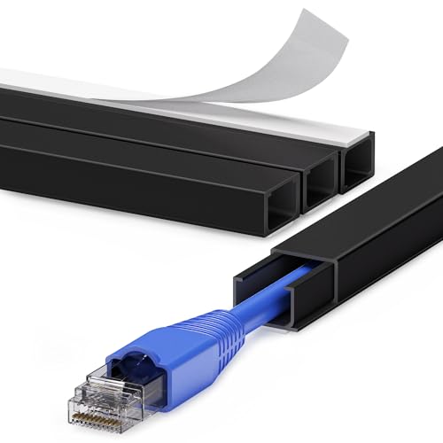 Image of ZhiYo 68 inch Cord Hider for 1 Cable, Small Black Wire Covers, 0.6 inch W x 0.4 inch H | Fits Up to 1 Thick Extension Cord, Premium Paintable Cable Management Raceway for Wall & Corner, Easy Install